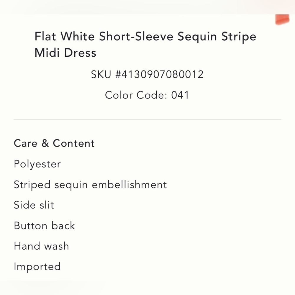 NWT new small Anthropologie flat white short sleeve sequin stripe midi dress - Picture 3 of 17